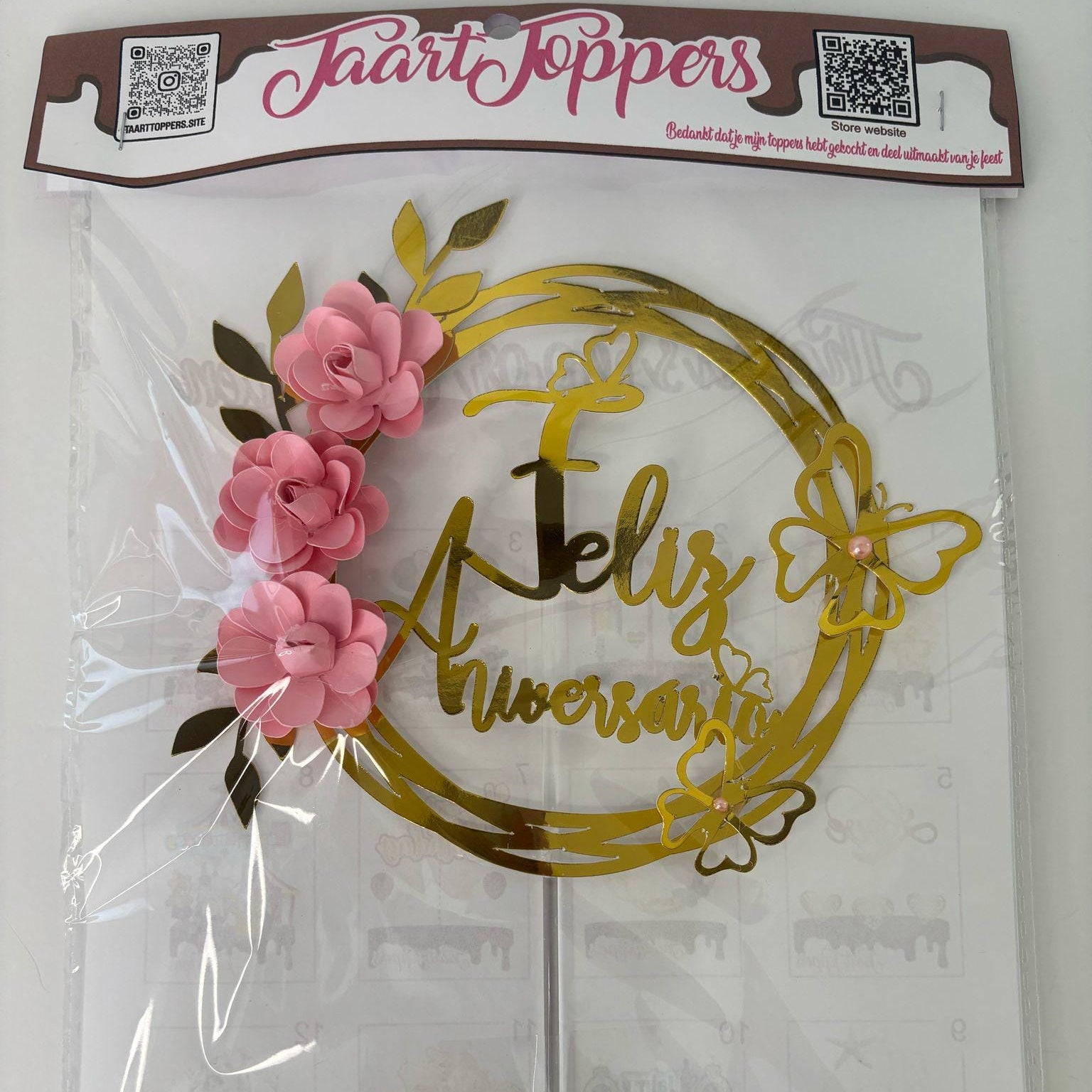 Feliz Aniversario Circular cake topper