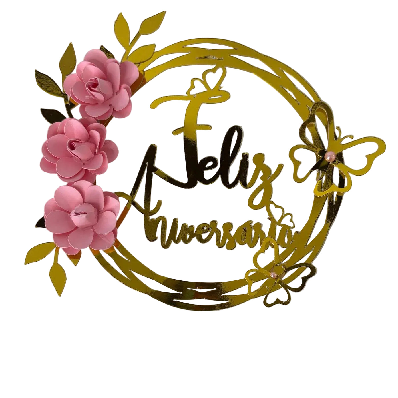 Feliz Aniversario Circular cake topper